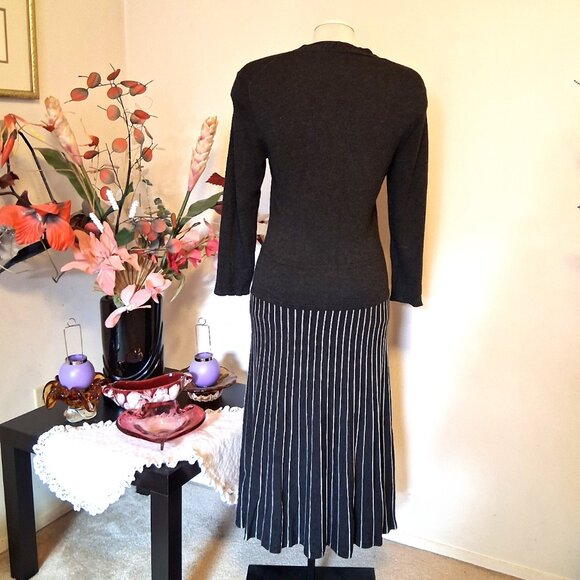 NWOT Orly Maxi V neck Long Sleeve Gray Teal Dress Cardigan Fall Winter Dresses - Picture 6 of 8